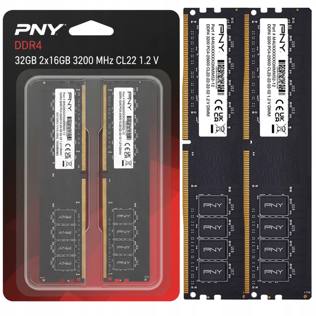 PNY 32GB (2×16GB) DDR4 3200MHz CL22
