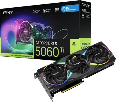 PNY GeForce RTX™ 5060 Ti 8GB EPIC-X RGB™ Overclocked Triple Fan GPU