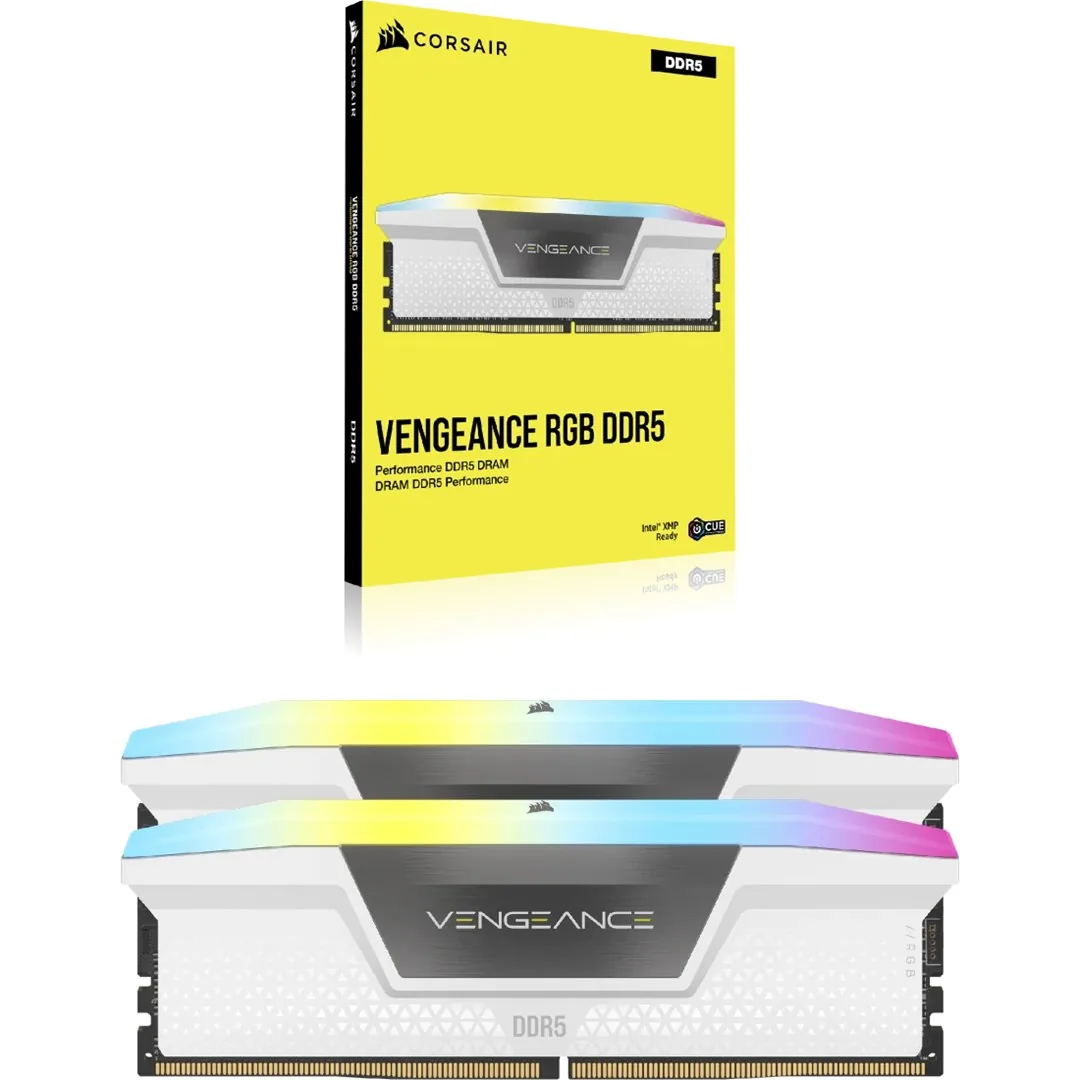 Corsair VENGEANCE RGB 32GB (2×16GB) DDR5 6000MT/s CL30 Intel XMP AMD EXPO White