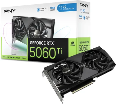 PNY GeForce RTX™ 5060 Ti 16GB Overclocked Dual Fan GPU