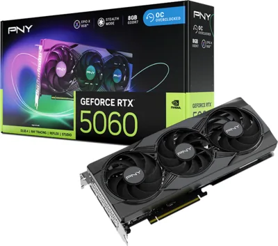 PNY GeForce RTX™ 5060 ARGB EPIC-X RGB™ Overclocked Triple Fan GPU