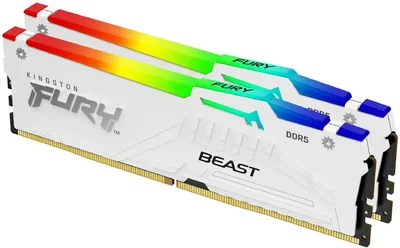 Kingston FURY Beast 64GB 6000MT/s DDR5 CL36 DIMM (Kit of 2) White RGB EXPO
