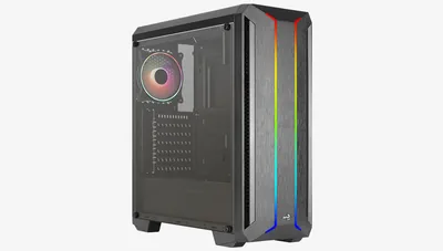 Aerocool SKYLINEV2BK PC ATX Case Dual Front Panel LED ARGB Fan ARGB 12cm Black