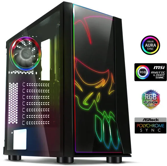 HZS-Spirit of Gamer GHOST ONE fekete RGB táp nélküli ház (8901RA)