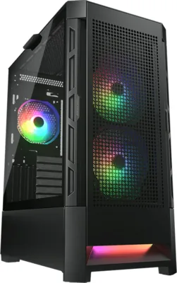 COUGAR | Duoface RGB Black | PC Case | Mid Tower / Airflow Front Panel / 2 x 140mm & 1x 120mm ARGB Fans incl. / TG Left Panel (CGR-5ZD1B-RGB)