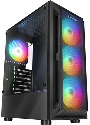 Rampage Számítógépház - SHIVA (fekete; ablakos; ATX/Micro ATX/Mini-ITX; alsó táp; 4x120mm LED) (37924)