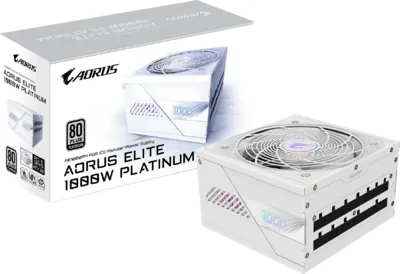 GIGABYTE AORUS ELITE P1000W ICE - PCIe 5.0, 80 PLUS Platinum, Fully modular design, 120mm Fan, ATX 3.0 compatible, EU Plug