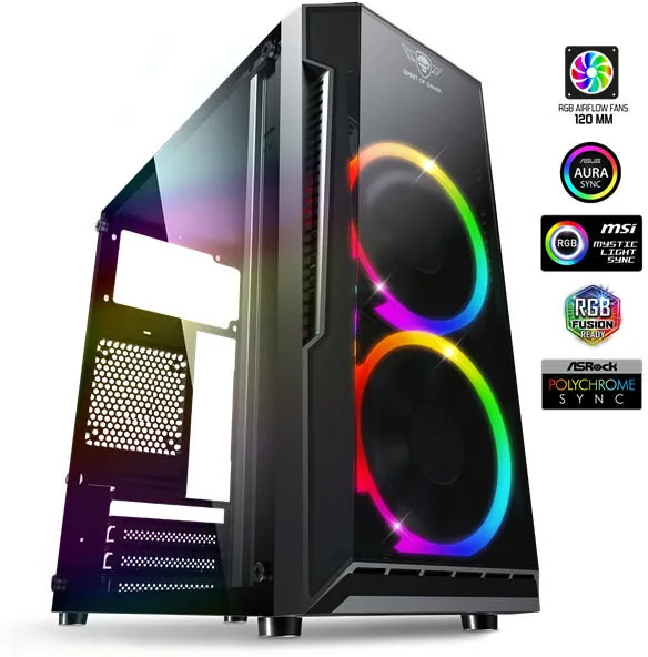 Spirit of Gamer Számítógépház - Deathmatch 3 RGB (fekete, ablakos, 2x12cm, ventilátor mATX, ITX, 1xUSB3.0, 2xUSB2.0) (6001RA)