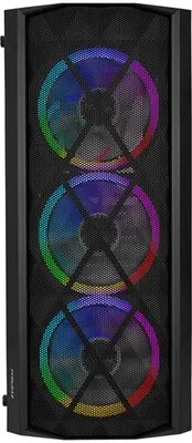 Everest Számítógépház - BUMPY (fekete; plexi; ATX; alsó táp; 1x120mm; 1xUSB3.0 + 2xUSB2.0, I/O; porszűrő) (34761)